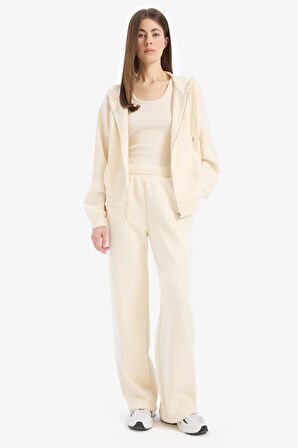 DeFacto Straight Fit Kalın Eşofman Altı Cepli Beli Lastikli Basic Düz Yüksek Bel Geniş Bol Paça B8571AX25SPBG759