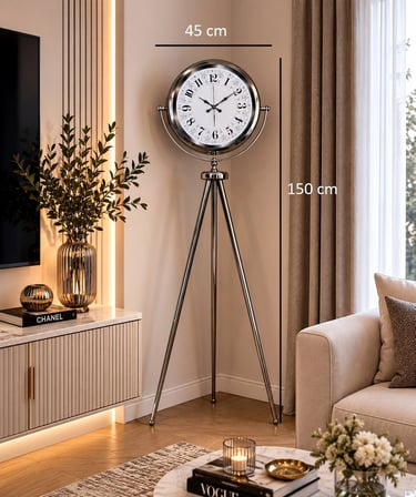 Krom Klasik İhtişam 150 x 45 Cm Tripod Ayaklı Saat iegxx