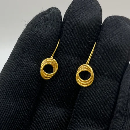 Halka Sallantılı Çember Altın Çocuk Küpesi 22 Ayar 0.98 Gram Hediye - 09CK025