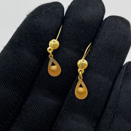 Su Damlası Sallantılı Top Top Kumlu Altın Çocuk Küpesi 22 Ayar 1.10 Gram Hediye - 09CK026