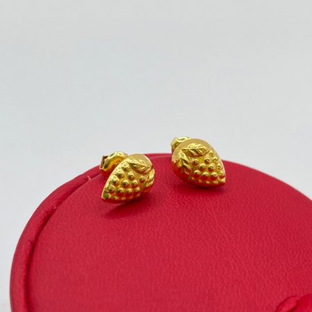 Su Damlası Yaprak Top Top Altın Çocuk Küpesi 22 Ayar 0.85 Gram Hediye - 09CK098