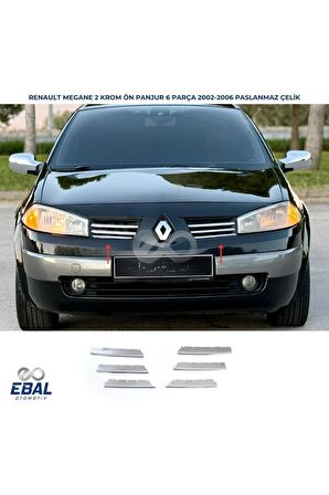 RENAULT MEGANE 2  Krom Ön Panjur 6 Parça 2004-2006 P.Çelik