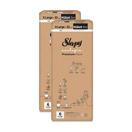 Sleepy Ecologic Premium Plus Süper Paket Külot Bez 6 Numara Xlarge 64 Adet