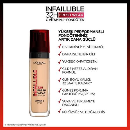 L'Oréal Paris Infaillible 32H Fresh Wear C Vitaminli Fondöten - 120 Golden Vanilla