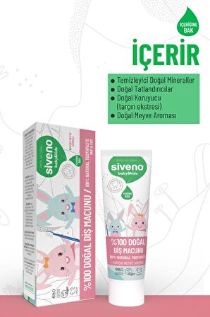 Siveno %100 Doğal Diş Macunu Bebek ve Çocuk İçin Karışık Meyve Aromalı Florürsüz 50 ml