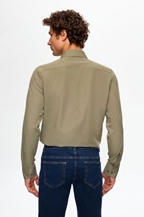Ds Damat Slim Fit Haki İtalyan Yaka Gömlek 2HF02ORT5185 2HF02ORT5185