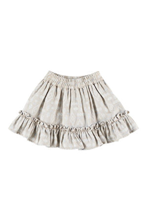Panço Kız Çocuk Fırfır Detaylı Etek Gri
