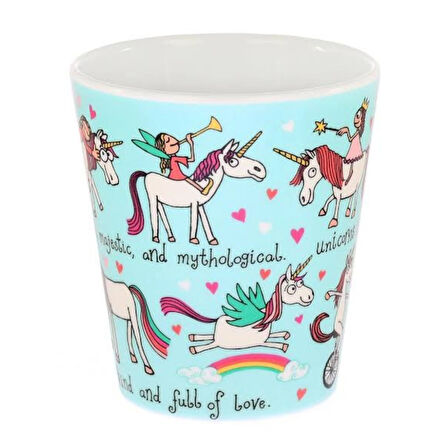 Melamin Bölmeli Tabak / Alıştırma Bardağı / Kutulu Çatal Kaşık Seti (4'lü Set) Unicorn