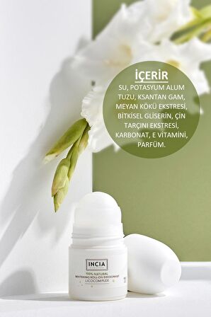 INCIA %100 Doğal Roll On Deodorant Beyazlatıcı Ter Kokusu Önleyici Leke Yapmayan 50 ml