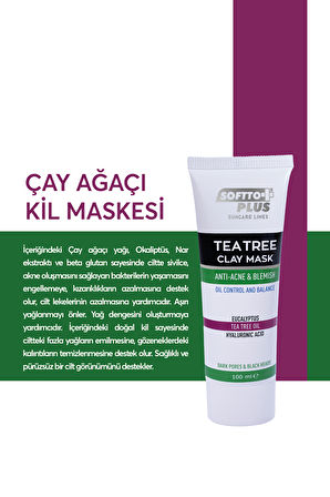 SOFTTO PLUS ÇAY AĞACI SİVİLCE VE AKNE KARŞITI KİL MASKESİ 100 ML