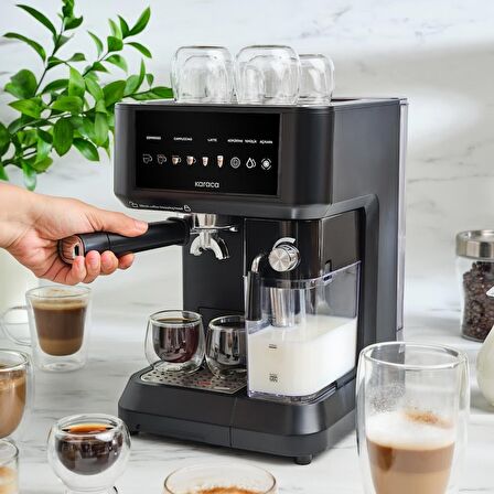 Karaca MyCaffe Barista S10 Entegre Süt Hazneli Otomatik Espresso Latte ve Cappuccino Mak. MatteBlack