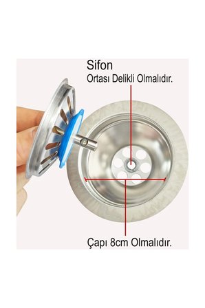  Özbest Çöpmak Paslanmaz Evye Mutfak Lavabo Sifonu | Gider Metal Tıpa Süzgeci
