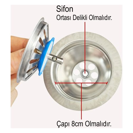 Çöpmak Paslanmaz Evye Mutfak Lavabo Sifonu | Gider Metal Tıpa Süzgeci