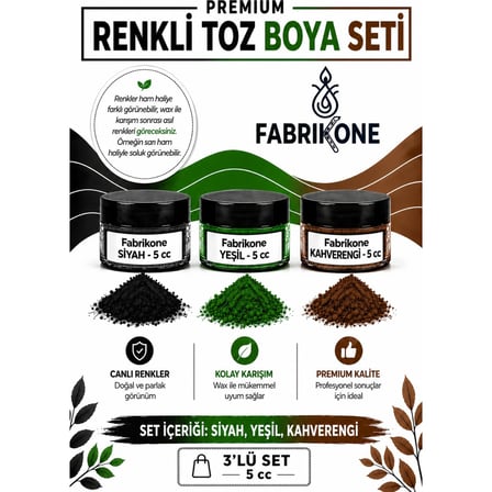 3'lü Set Premium Parafin Soya Wax Toz Mum Boyası Hobi Seti - 5 cc (Siyah, Yeşil, Kahverengi) BKFAB3SYKH5G