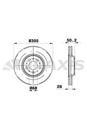 Fren Diski Ön Volvo S60 I 00> S80 (98 06) V70 (97 00) XC70 00>07 (305X25X5DLXHAVALI) 16 Jant