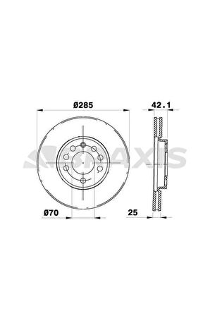 On Fren Dısk Aynası Vectra C Gts 1.6 2.016v 02sıgnum 03saab 9.3 02croma 05 (285x25x5dlxhavalı)