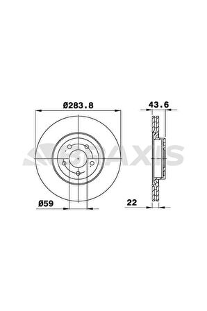 ON FREN AYNASI (DISKI) DOBLO III EGEA 1,3 / 1,6 / 2,0 10>ALFA ROMEO 147 156 (5 BIJON 284MM)