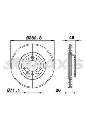 Fren Diski Ön 407 1.6hdı 1.8 2.016V 2.0hdı 04=> 607 2.0 00=> 508 10=> (283X26X5DLXHAVALI) / (Df4