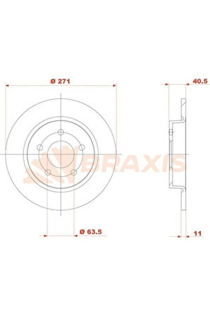 Fren Diski Arka Focus Iıı Cb8 11>14 Focus Iııı Cew 14> Düz 271MM