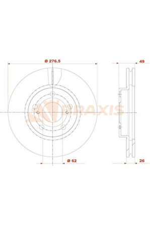 ON FREN DISKI AYNASI HAVALI TOYOTA COROLLA 13- AURIS 1.3 1.6 12- AURIS 1.4 D4D 12- 277-BRAXIS AE0812