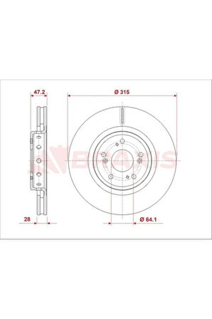 Fren Diski Ön Honda Crv 1.6 Dtec-2.2 Dtec 2012-> (315X5)