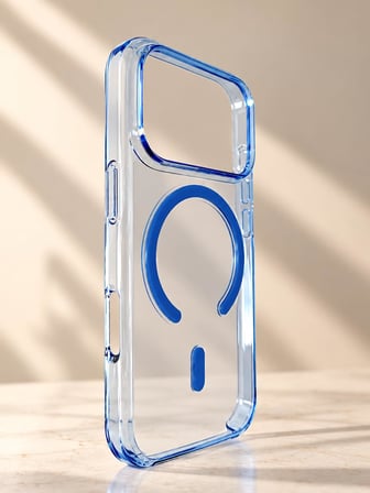 Premium TPU Şeffaf Mavi Kılıf iPhone 18 Pro ile Uyumlu-Magsafe