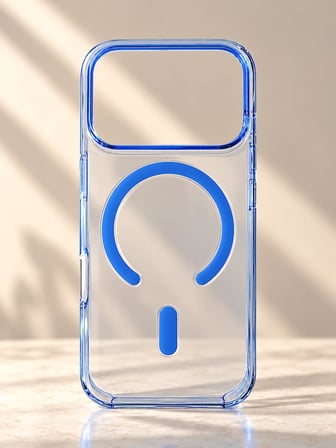 Premium TPU Şeffaf Mavi Kılıf iPhone 18 Pro ile Uyumlu-Magsafe