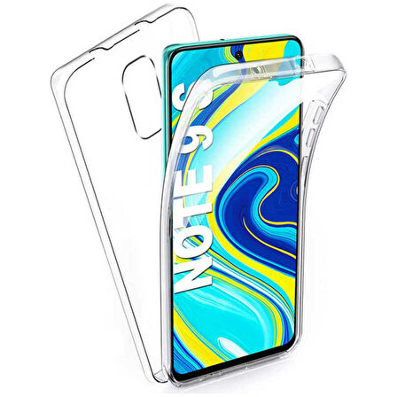 Teleplus Xiaomi Redmi Note 9 Pro Kılıf Ön Arka 360 Korumalı Şeffaf Kamera Korumalı