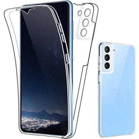 Teleplus Samsung Galaxy S22 Kılıf Ön Arka 360 Koruma Şeffaf Silikon Kamera Korumalı