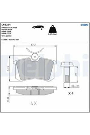 FREN BALATASI ARKA (87MM) 207 308 807 CLIO III-IV 00