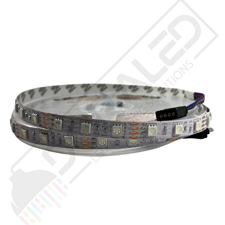 12V 3 Çipli 5050 RGB Şerit Led IP20 Metrede 60 Led (5 Metre)