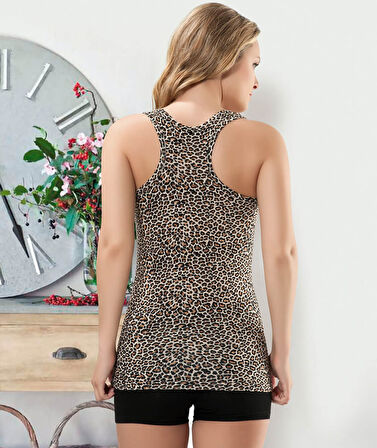 Geniş Askılı Leopar Kadın Atlet 164