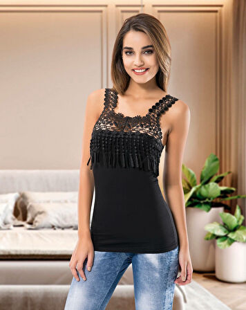 Kalın Güpür Askılı Atlet 129