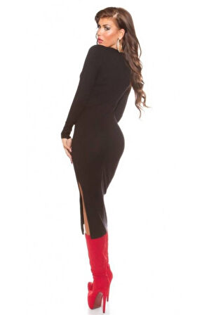 B101171 Uzun Kollu Yırbrfaçlı Kalem Elbise