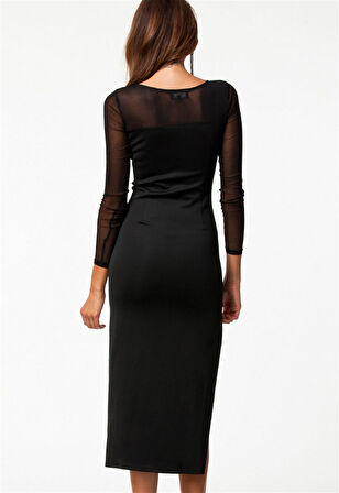 B100775 Uzun Kısa Moda Elbise