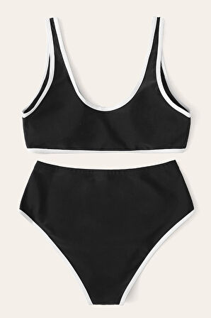 Kadın Siyah Pedli Yüksel Bel Sütyen Külot Takımı