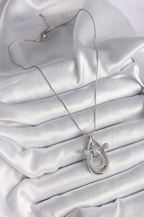 Dodes Dodes 316L Çelik Gümüş Renk Zirkon Taşlı Damla Model Kadın Kolye TG27BKO9606