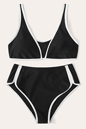 Kadın Siyah Pedli Yüksel Bel Sütyen Külot Takımı