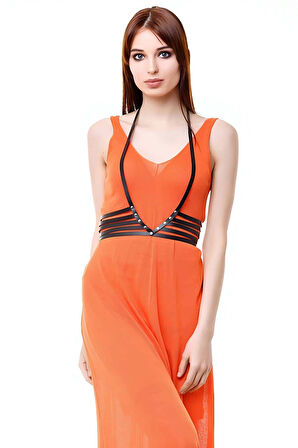 Paralel Desenli Şık Deri Harness - Brf199