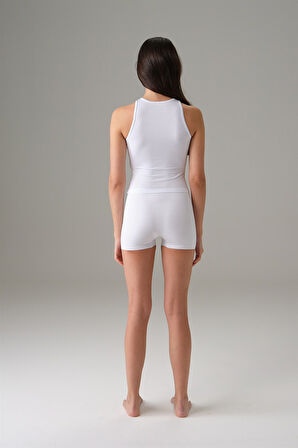 Doreanse Kadın Halter File Yaka Atlet Beyaz 9401