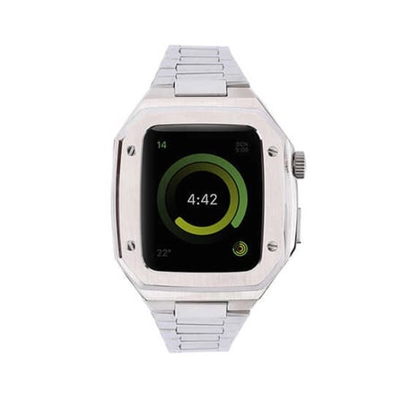 Apple Watch 44mm Metal Petek Kasalı Kordon - Gümüş iegxx