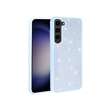 Teleplus Samsung Galaxy S23 Kılıf Diamond Parlak Taşlı Ston Kapak Silikon Mavi
