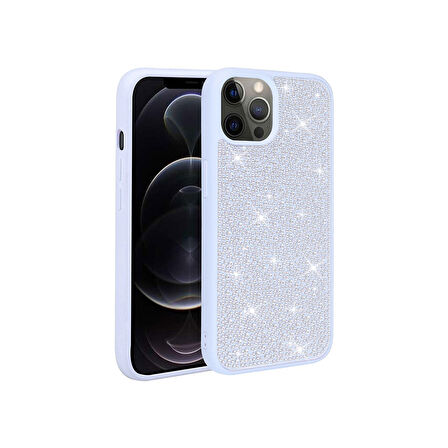Teleplus Apple iPhone 13 Pro Max Kılıf Diamond Parlak Taşlı Ston Kapak Silikon Mavi