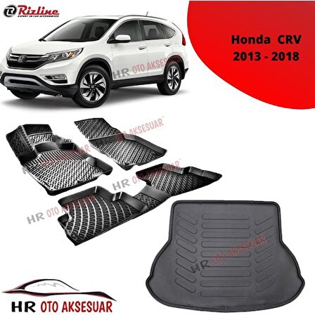 Rizline Hroto Rizline Honda Crv 2013-2018 3D Havuzlu Paspas + Bagaj Havuzu