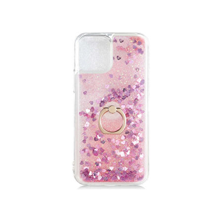 Teleplus Apple iPhone 12 Pro Max Kılıf Milce Sulu Yüzüklü Silikon Arka Kapak Pembe