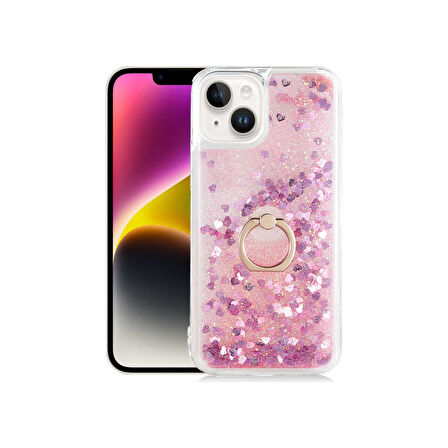 Teleplus Apple iPhone 14 Plus Kılıf Milce Sulu Yüzüklü Silikon Arka Kapak Pembe