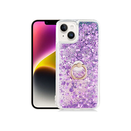 Teleplus Apple iPhone 14 Plus Kılıf Milce Sulu Yüzüklü Silikon Arka Kapak Mor