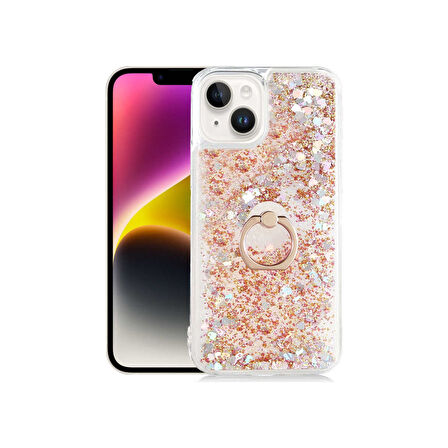 Teleplus Apple iPhone 15 Plus Kılıf Milce Sulu Yüzüklü Silikon Arka Kapak Gold