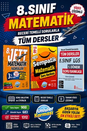8.Sınıf Jett Matematik Fasikülleri-Sempatik Matematik Soru Bankası -1.Dönem Tüm Dersler Soru Bankası