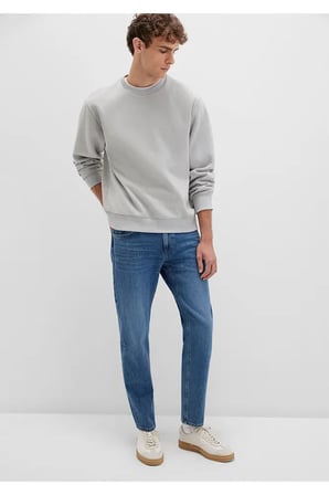 Bisiklet Yaka Gri Basic Sweatshirt 0S10276-81582